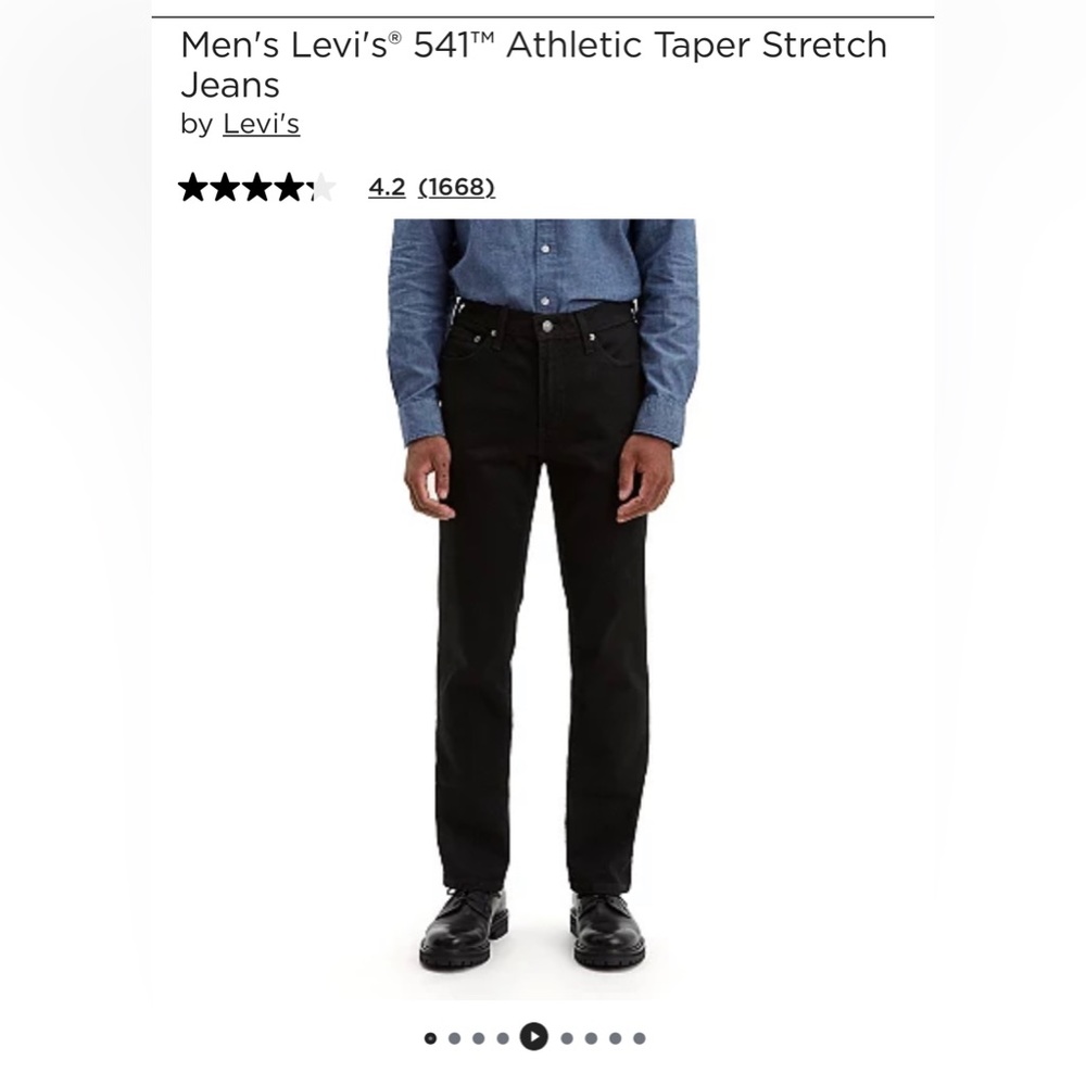 NWT Levi’s Athletic Taper 541 Mens Black jeans flex size 34 x 34
